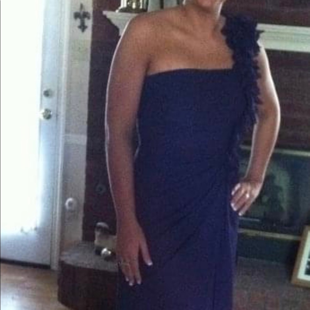 TADASHI SHOJI Purple One Shoulder Formal Gown - Picture 3 of 6